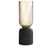 GILDE Jarrón Decorativo de Cristal, jarrón de Flores, portavelas de Cristal, decoración para otoño e Invierno, Color: marrón y Negro, Altura 31,5 cm