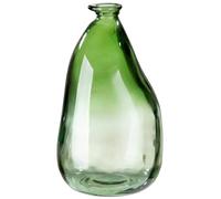 GILDE Jarrón Decorativo Grande XL de Cristal Reciclado - Fabricación Europea - Decoración otoñal salón - Florero Verde con Degradado de Color - Altura 36 cm