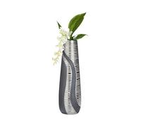 GILDE Jarrón Decorativo Moderno de cerámica, Color Antracita y Plata, Altura 49 cm