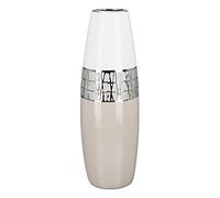 GILDE Jarrón Decorativo para Hierba de Pampas, jarrón de Cono de cerámica, decoración de salón, Regalo para Mujeres, cumpleaños, día de la Madre, Color: Blanco, Plata, Beige, Altura 36 cm