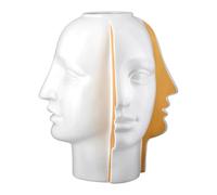 GILDE Jarrón Facial - Cerámica - Blanco - Altura 28 cm x Diámetro 23 cm - Diseño de Cara - Aspecto 3D - Florero Impermeable