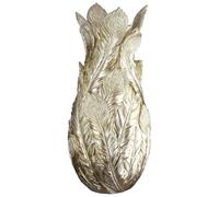GILDE Jarrón Pavoa de Resina - Dorado - Brillante - diseño de Plumas de Pavo Real - Altura 40 cm x diámetro 19 cm - jarrón Decorativo