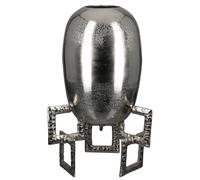 GILDE Jarrón Rocket de Aluminio - Redondo - Estructurado - Plateado - Altura 40 cm x Ancho 25 cm - florero Impermeable