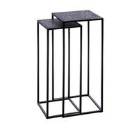 GILDE Juego de 2 mesas auxiliares Granada, cuadradas, Metal, Revestimiento de Polvo, Negro, Altura 80 cm x Ancho 35 cm