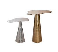 GILDE Juego de 2 mesas auxiliares Organica de Aluminio, Forma orgánica, Aspecto metálico, Color Dorado/Plateado, Altura 59 cm x Ancho 58 cm