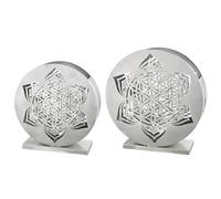 GILDE Juego de 2 portavelas de Metal con diseño de Mandala, Color Plateado