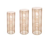 GILDE Juego de 3 columnas cilíndricas, Color Natural, diseño Decorativo, polirratán, Altura 79 cm x Ancho 36 cm