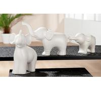 GILDE Juego de 3 Figuras de Elefantes Decorativos para decoración de Porcelana, Color Blanco, Ancho 15,5/14/20,5 cm