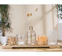 GILDE Juego de 6 Piezas de Regalo Natural - Portavelas Decorativo de Cristal con Bandeja, jarrón pequeño, Flores secas con Bandeja de Madera, 13 x 40 cm, decoración de Mesa de salón Moderno