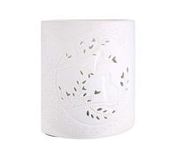 Gilde Lámpara de mesa con diseño de gato y pájaro, de porcelana, color blanco, altura 28 cm