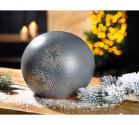 GILDE Lámpara de mesa de porcelana, diseño de estrella, color gris mate, diámetro de 18 cm, iluminación decorativa