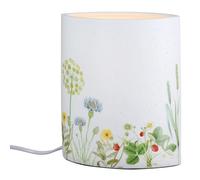 GILDE Lámpara de mesa de porcelana, diseño de flores, ovalada, 20 x 17 cm, sin bombilla, color blanco
