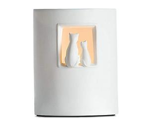 Gilde Lámpara de mesa decorativa de pareja de gatos - Lámpara de mesa de porcelana en color blanco H 22 cm