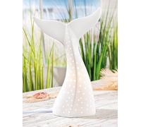 GILDE Lámpara de mesa decorativa marítima de porcelana blanca altura 30 cm salón dormitorio decoración iluminación lámparas