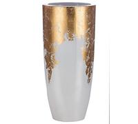 GILDE Macetero de plástico para Flores - Decoración y Regalo de cumpleaños Día de la Madre - Color: Oro Blanco Altura 75 cm