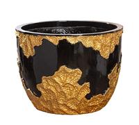 GILDE Macetero Famosa - Oro Negro Brillante - Fibra de Vidrio - Poli - Altura 30 cm x 40 cm - Maceta Impermeable