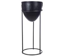 GILDE Macetero Laberinto de Metal - Negro Mate - Altura 57 cm x diámetro 24 cm - Decoración