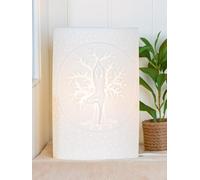 GILDE Namaste - Lámpara de mesa (porcelana, 28 cm), diseño de árbol de la vida, color blanco