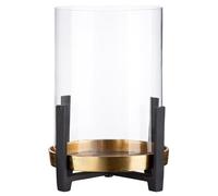 GILDE Nuro - Portavelas (Aluminio, 29 x 23 cm), Color Dorado y Negro