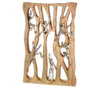 GILDE Objeto de pared de madera de mango, color natural, rectangular, 43 cm de alto x 26 cm de ancho, diseño de