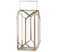 GILDE Portavelas Cozy de Cristal y Metal, Color Dorado, Altura 29 cm x diámetro 18 cm