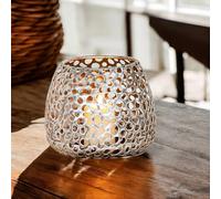 GILDE Portavelas de Metal Chico - Decoración de Mesa Color: Plata Envejecida Mate - Portavelas Decorativo para Velas de té o Velas pequeñas de 12 cm de Altura