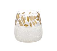 GILDE Portavelas Foliage de Cristal, diseño de Hojas cónicas, Color Verde y Blanco, Altura 20 cm x diámetro 19 cm, luz de Vela