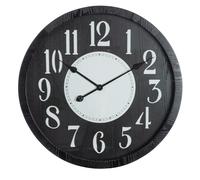 GILDE Reloj de Pared Chicago, Redondo, diámetro de 60 cm, Color Negro Mate, Tablero de Fibra de Densidad Media, con números Sencillos