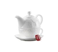 Gilde Tea for one - Juego de té (15 cm), diseño de ciervo, color blanco y gris claro
