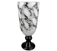 GILDE Trofeo de jarrón Decorativo sobre Base, jarrón de Cristal con Aspecto de mármol, Elegante decoración para salón, Regalo de cumpleaños, Color: Blanco y Negro, Altura de 31 cm