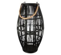 GILDE Yantai - Portavelas (bambú, 60 x 32 cm, Forma cónica, con asa), Color Negro