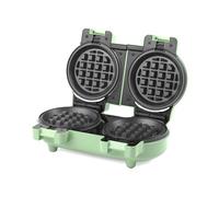 Giles & Posner Doble Mini Waffle Maker - Máquina para hacer gofres antiadherente, aperitivos dulces/salados postres, compacta, placas extraíbles de 11.5 cm, gofres estilo americano, verde, 1100W