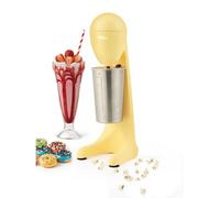 Giles & Posner Funfair Batidora para Batidos - Máquina de Café Helado, 2 Velocidades, Vaso y Cuchilla de Acero Inoxidable de 500ml, Espumador de Leche, Mezclador Eléctrico, Amarillo Mate, 100W