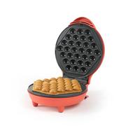 Giles & Posner Funfair Gofrera bubble waffle placa 18 cm 750 W roja | Placas antiadherentes sin PFAS, precalentamiento 2 min, luces de encendido y listo, diseño compacto, fácil de limpiar