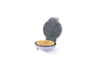 Giles & Posner Heart Waffle Maker - Placas de Aluminio Antiadherentes de 18 cm, Sin PFAS, Dial de Temperatura Ajustable, Luces Indicadoras de Encendido/Listo, 750 W, Morado, Colección Sorbet.