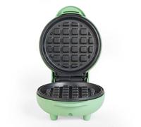 Giles & Posner Mini Waffle Maker - Máquina de Gofres Antiadherente, Para Gofres al estilo Belga y Americano, Snacks Dulces/Salados Postres, Compacto, Plato de Cocción Redondo de 11.5 cm, Verde Pastel