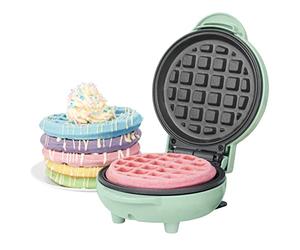 Giles & Posner Mini Waffle Maker - UK PLUGGED Non-Stick Waffle Iron Machine, For Belgian & American Style Waffles, Sweet/Savoury Snacks Desserts, Compact