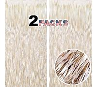 GILF - 2 Cortinas de Papel de Aluminio con Purpurina Mate Brillante con Flecos metálicos Mate para Bodas, cumpleaños, Fiestas de Año Nuevo, Feliz Navidad, decoración de Cabina de Fotos