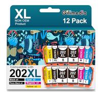 GILIMEDIA 202XL Cartuchos de Tinta para Epson 202 202XL Tinta Negro Cian Magenta Amarillo Foto Negro Compatible con Epson Expression Premium XP-6000 XP-6005 XP-6100 XP-6105 (Paquete de 12)