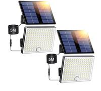 Giliwosy Focos Led Exterior Solares, Luz Solar Exterior con Sensor de Movimiento con 2000mAh Batería Recargable, 4 Modes, IP65 Impermeable, Cable de 5M, Luces Led para Jardín, 2 Piezas