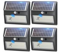 Giliwosy Luz Solar Exterior, 130 LED/3 Modos Luces Solares Led Exterior Jardin con Sensor de Movimiento 2000mAh Focos Led Solares IP54 Lámpara de Pared para Jardín, Calle, Puertas (4 Paquete)