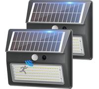 Giliwosy Luz Solar Exterior, 2000mAh Luces Solares Jardin con Sensor de Movimiento 130 LED/3 Modo Focos Led Exterior Solares IP54 Solar Exteriores Lampara para Garaje, Calle, Patio, Caminos(2 Paquete)