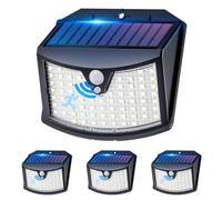 Giliwosy Luz Solar Exterior, 4 Paquete/3 Modos IP65 Impermeable Focos LED Exterior Solares con Sensor de Movimiento, Luces Solares LED Jardin para Garajes Caminos Puertas (Blanco Frío)