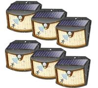 Giliwosy Luz Solar Exterior, 6 Paquete/3 Modos IP65 Impermeable Focos LED Exterior Solares con Sensor de Movimiento, Luces Solares LED Jardin para Garajes Caminos Puertas (Luz Calida)