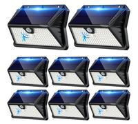Giliwosy Luz Solar Exterior,【8 Paquete/3 Modos】 Luces Solares con Sensor Jardin de Movimiento 185 LED Focos LED Exterior Solares IP65 Impermeable para Jardín, Garaje, Patio, Puertas (Blanco Frío)