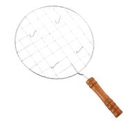 GILLARE DI FILO con mango - Grill roti de acero inoxidable pesado, papad jali cuadrado con mango de madera ergonómico | Soporte para chapati duradero, ideal para focaccas, barbacoa