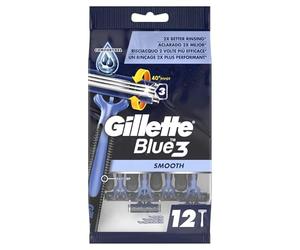 Gillette Blue 3 Smooth Afeitadoras Desechables, 12 unidades (paquete de 1)