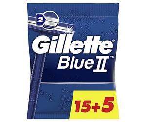 Gillette Blue II Máquinilla de Afeitar Desechable para Hombre, Pack de 20 | Cuchillas de Afeitar de Dos Hojas de Larga Duración, Cabezal Fijo, Banda Lubricante