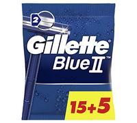 Gillette Blue II Maquinillas de Afeitar Desechables Hombre, Paquete de 20 Cuchillas de Afeitar (15+5)