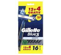 Gillette Blue3 Smooth Maquinillas de Afeitar Desechables Hombre, Pack de 16 | Cuchillas de Afeitar de Tres Hojas Sensibles con La Piel, con Cabezal Pivotante 40° Y Banda Lubricante